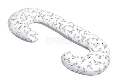 LULANDO Poduszka rogal dla kobiet w ciąży typu C, Flamingi czarno-białe / Szary, 130x60 cm