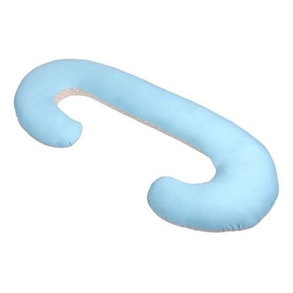 LULANDO Poduszka rogal dla kobiet w ciąży typu C, Niebieski / Beżowe grochy