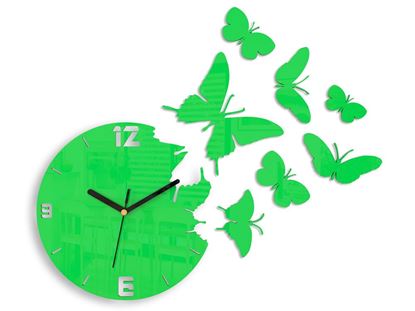 Zegar ścienny Motyl zielony