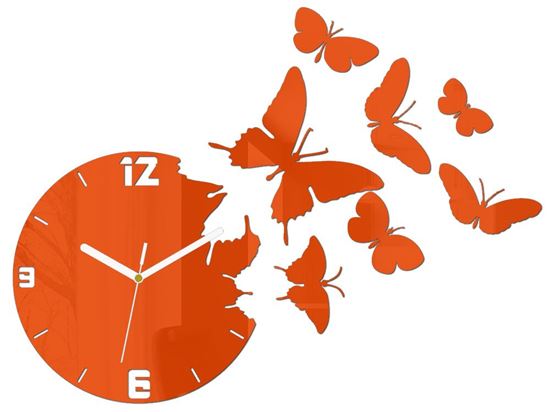 Zegar ścienny Motyle Pomarańcz