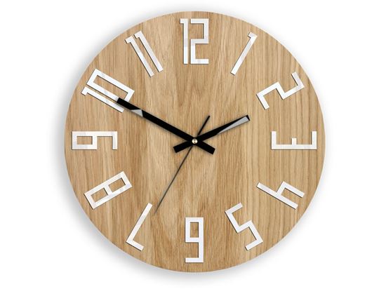 Zegar drewniany Slim Biało-Czarny