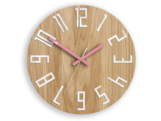 Zegar drewniany Slim Biało-Różowy