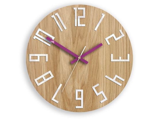 Zegar drewniany Slim Biało-Fioletowy 