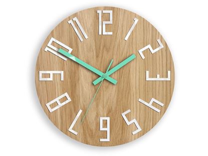 Zegar drewniany Slim Biało-Miętowy