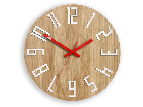 Zegar drewniany Slim Biało-Czerwony