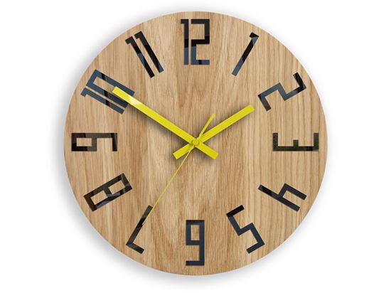 Zegar drewniany Slim Czarno-Żółty