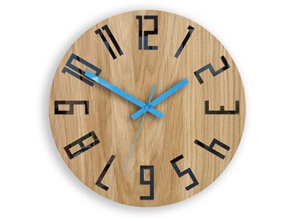 Zegar drewniany Slim Czarno - Niebieski