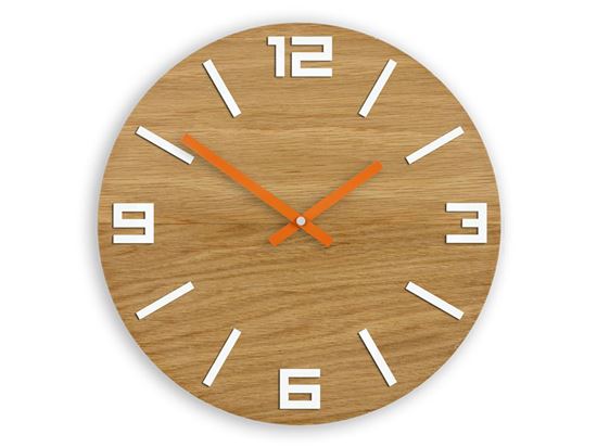 Zegar drewniany Arabik Biało-Pomarańczowy