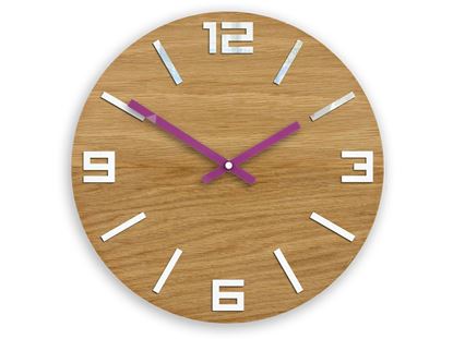 Zegar drewniany Arabik Biało - Fioletowy