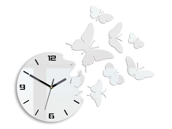 Zegar ścienny Motyl 3D biały