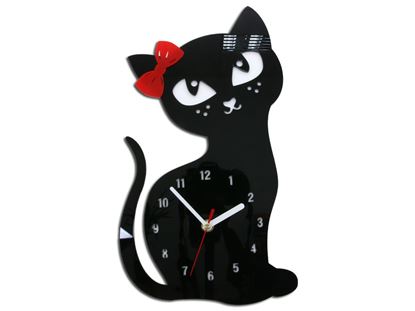 Zegar ścienny Kotek Czarny