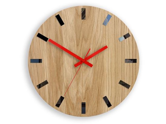 Zegar ścienny Drewniany Dąb SIMPLE BLACK&RED