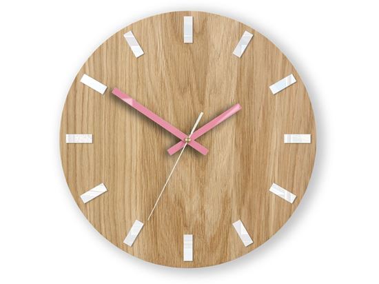 Zegar ścienny Dąb SIMPLE Biało - Różowy