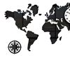 Zegar ścienny WORLD- Mapa Swiata Czarna 120 x70