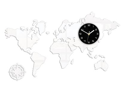 Zegar ścienny WORLD- Mapa Swiata Biała 120x70