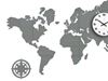 Zegar ścienny WORLD- Mapa Swiata Szara 120x70