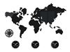 Zegar ścienny Mapa Swiata 3 strefy czarna 100x 56