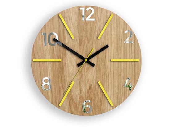 Zegar drewniany Aksel Żółto - Lustrzany