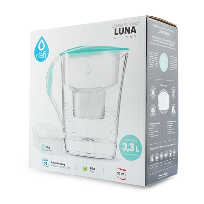 Dzbanek filtrujący wodę Dafi Luna + dwa filtry Unimax 