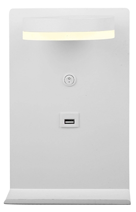 Kinkiet biały LED z półką na telefon ładowarka USB Compact Candellux 21-76052