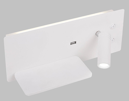 Kinkiet biały LED 4W z półką lampką ładowarką USB Olly Candellux 22-75987
