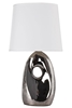 Lampka stolowa nocna bialo-srebrna ceramiczna 60W Hierro Candellux 41-79909