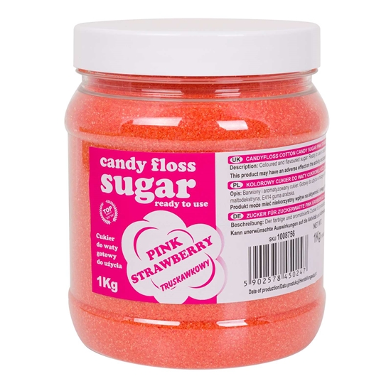 Kolorowy cukier do waty cukrowej różowy o smaku truskawkowym 1kg