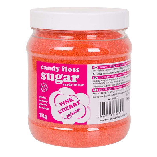 Kolorowy cukier do waty cukrowej różowy o smaku wiśniowym 1kg