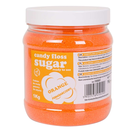 Kolorowy cukier do waty cukrowej pomarańczowy o smaku pomarańczowym 1kg