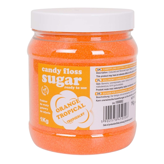 Kolorowy cukier do waty cukrowej pomarańczowy o smaku owoców tropikalnych 1kg