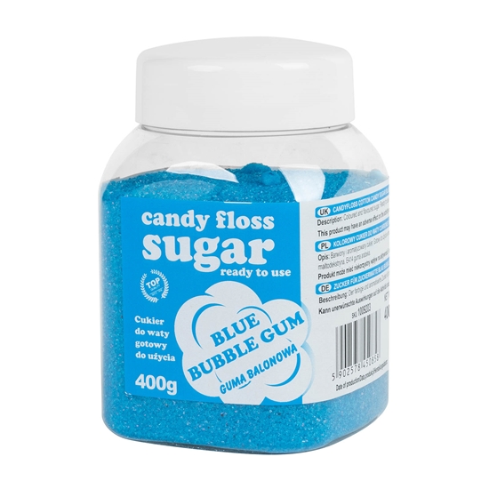 Kolorowy cukier do waty cukrowej niebieski o smaku gumy balonowej 400g