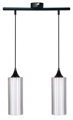 Lampa wisząca srebrna szklany klosz 2x60W E27 Concept 32-78629