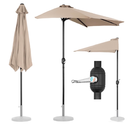 Pół parasol przyścienny na balkon taras półokrągły 270 x 135 cm kremowy