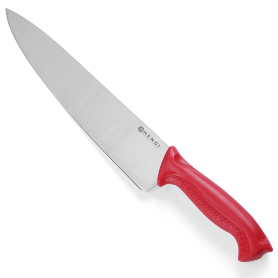 Nóż kucharski HACCP do surowego mięsa 320mm - czerwony - HENDI 842621