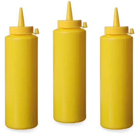 Dyspenser butelka do zimnych sosów zestaw 3szt. - żółty 0.2L - HENDI 558034