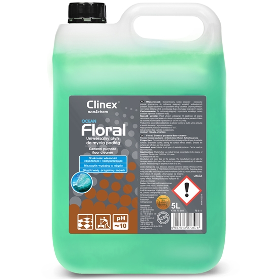 Płyn do mycia podłóg bez smug połysk zapach CLINEX Floral - Ocean 5L