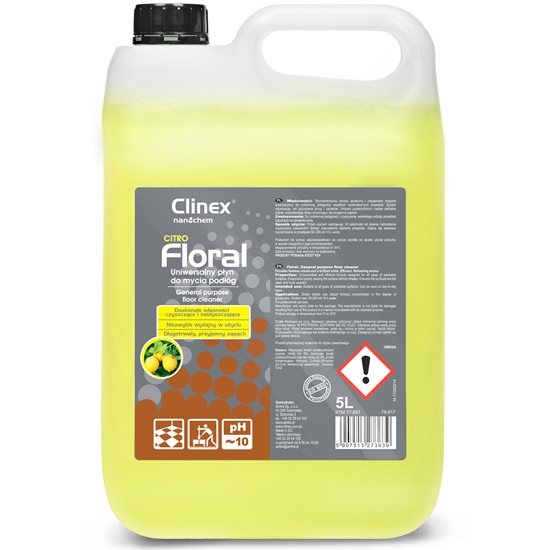 Płyn do mycia podłóg bez smug połysk zapach CLINEX Floral - Citro 5L