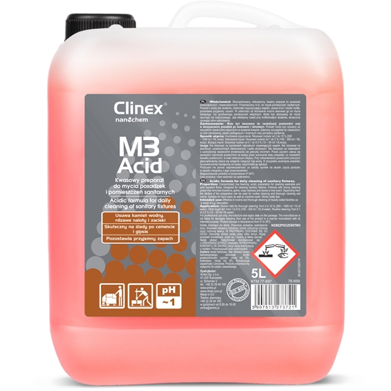 Koncentrat kwaśny płyn do mycia łazienek pomieszczeń sanitarnych CLINEX M3 Acid 5L