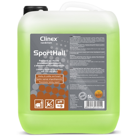 Płyn do mycia PCV linoleum parkietu w halach sportowych antypoślizgowy CLINEX SportHall 5L