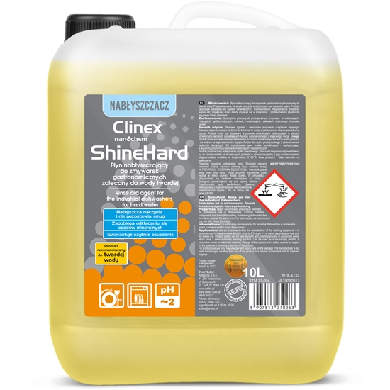 Nabłyszczacz płyn nabłyszczający do zmywarek gastronomicznych do wody twardej CLINEX ShineHard 10L