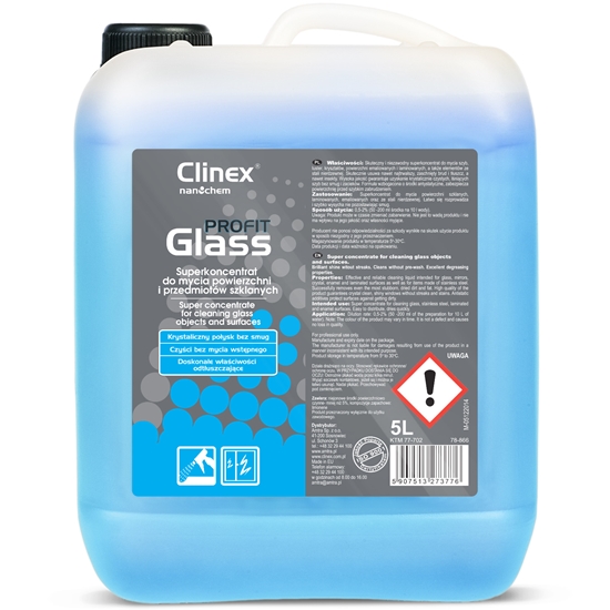 Skuteczny koncentrat do mycia szyb luster szkła stali nierdzewnej CLINEX PROFIT Glass 5L