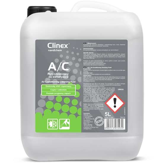 Płyn środek do mycia czyszczenia klimatyzacji i wentylacji CLINEX A/C 5L