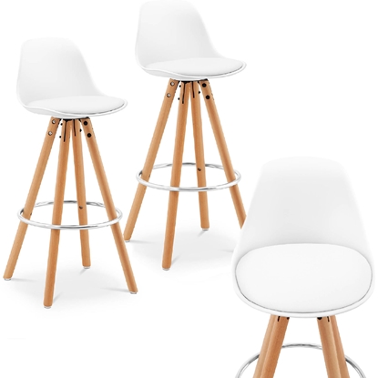 Hoker stołek krzesło barowe tapicerowane 2 szt. białe