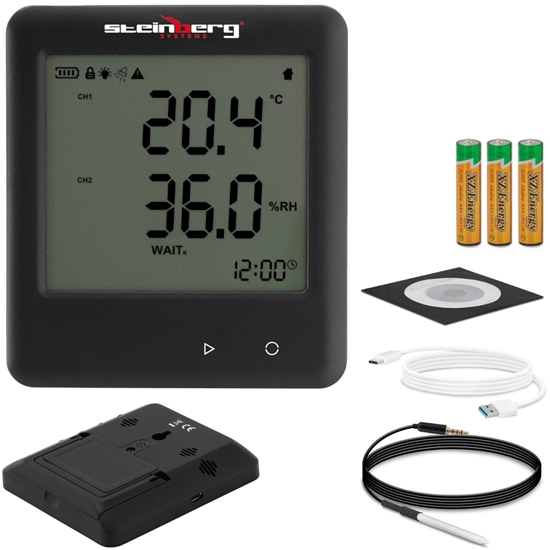 Termohigrometr rejestrator temperatury i wilgotności zakres -30 do 60C Mikro USB LCD IP54