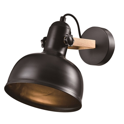 Kinkiet czarny/drewniany regulowany lampa E27 40W Reno 21-76748