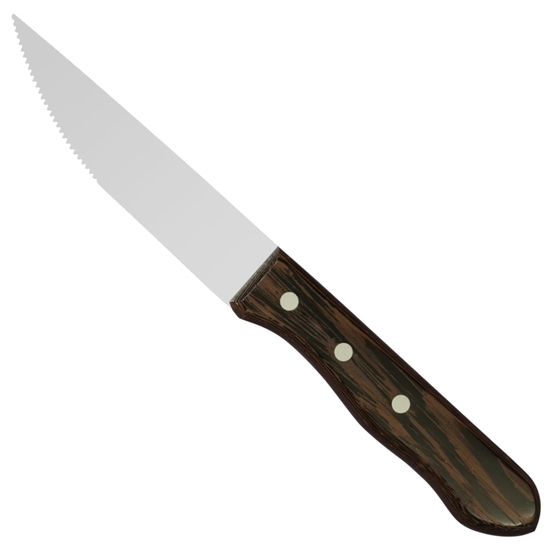 Nóż do steków ząbkowany nierdzewny uchwyt drewniany WENGE dł. 125 mm - Hendi 841143