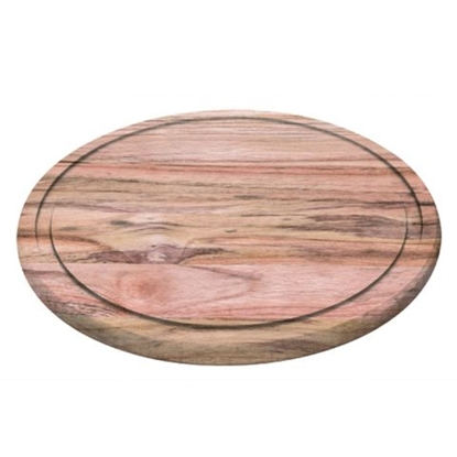 Deska do krojenia steków z wycięciem z drewna tekowego okrągła Churrasco śr. 260x15 mm