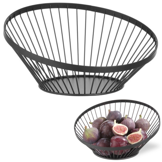 Koszyk miska druciana do owoców czarna z matową powłoką śr. 280 mm - Hendi 427088
