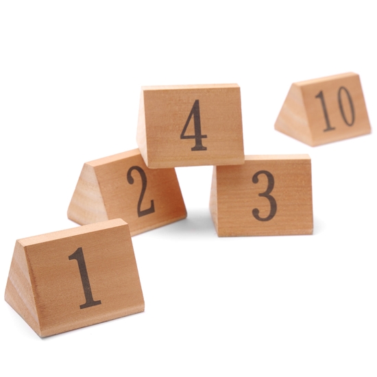 Numery tabliczki informacyjne na stoliki od 1 do 10 drewniane 10 szt. - Hendi 664322