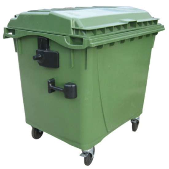 Kontener do zbiórki odpadów i śmieci komunalnych ATESTY Europlast Austria - zielony 1100L